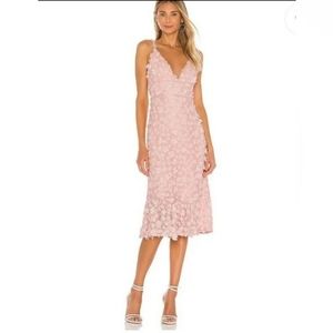 NWT Majorelle Winnow Midi Dress Baby Pink with 3D Floral Applique